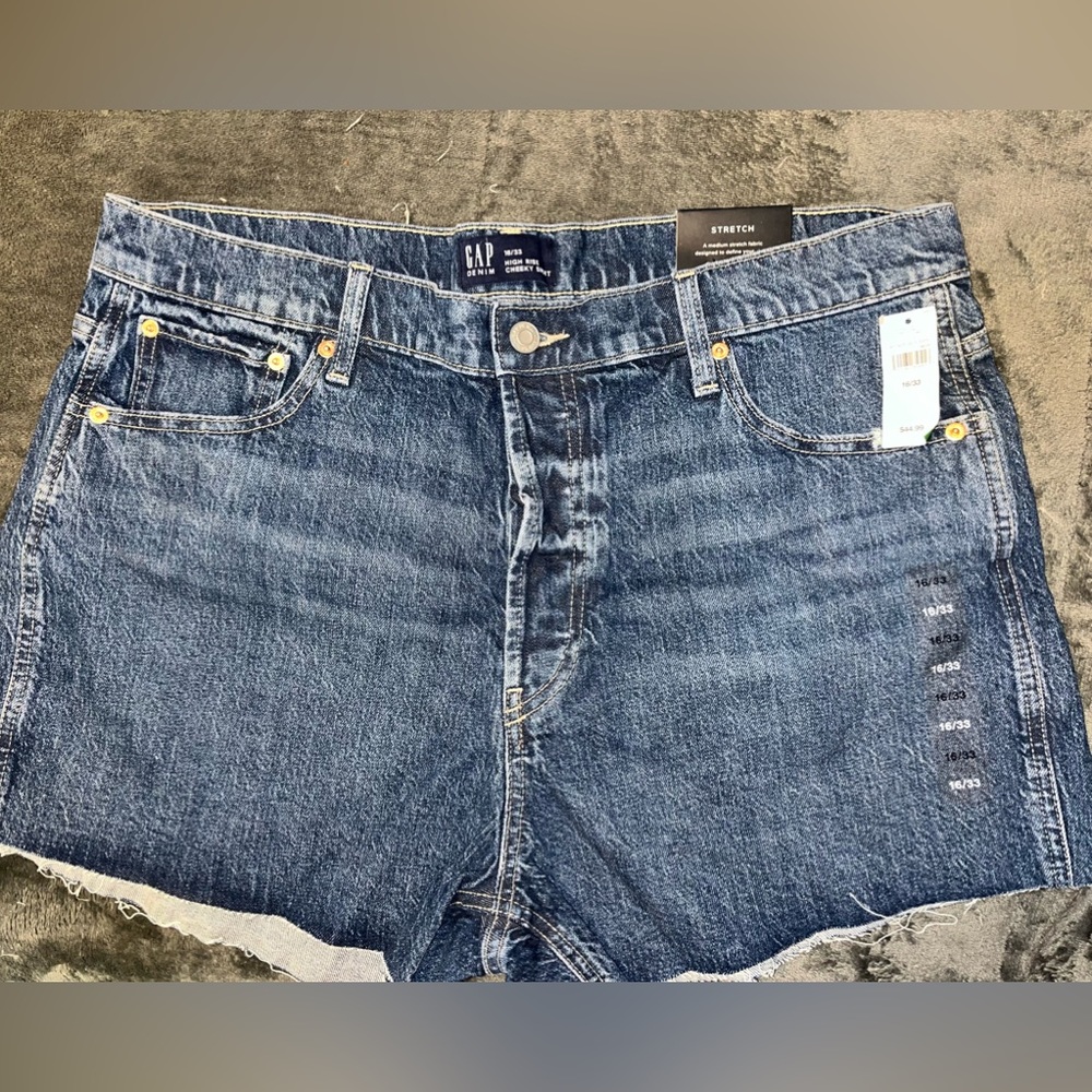 New GAP jean high rise cheeky shorts sz 16
